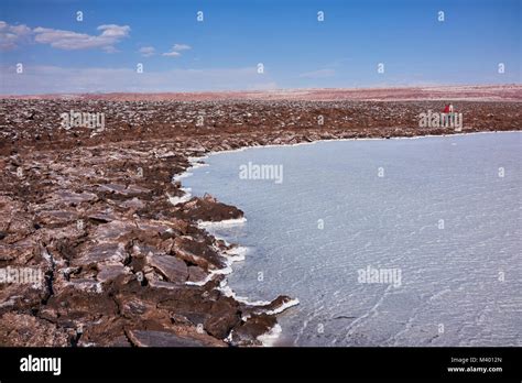 Salt Lake Flats Terrain Atacama Desert Imagery Panorama Stock Photo