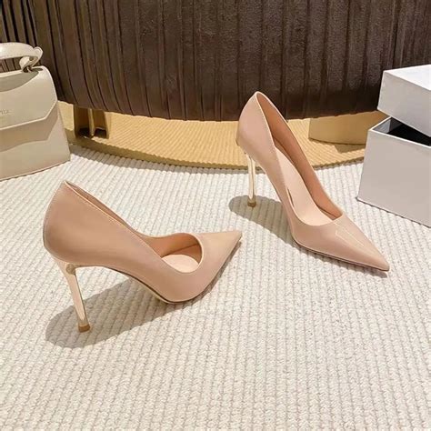 Fashion High Heels Nude Fashion Black Simple Casual Models Banquet Women S Shoes Pointed Fine