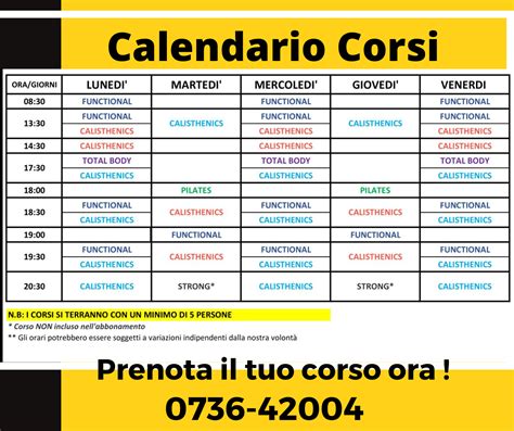 Calendario Corsi