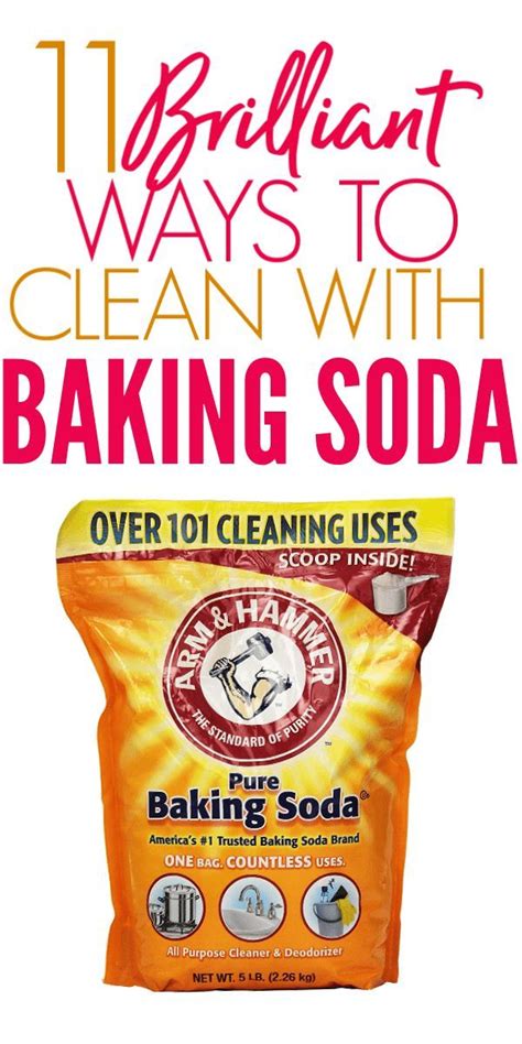 A Bag Of Baking Soda With The Words Brilliant Ways To Clean With Baking