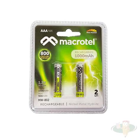 Pila Recargable AAA 1 2v 1000mah 2un MACROTEL LIBRERIA 1000 UTILES