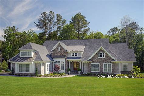 Square Foot One Story Craftsman House Plan Designed For Rear Views