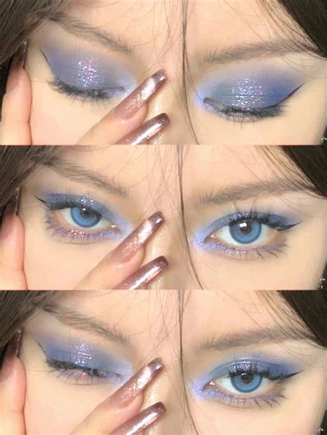 氛围感牛仔蓝色小烟熏蓝紫撞色又蛊又耐看 Asian eye makeup Pinterest makeup Eye makeup