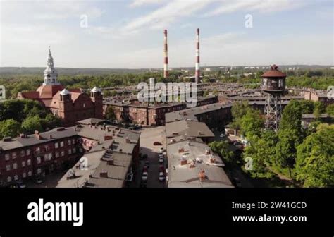 Arial View On The Historic Mining Town Nikiszowiec In Katowice Mine In