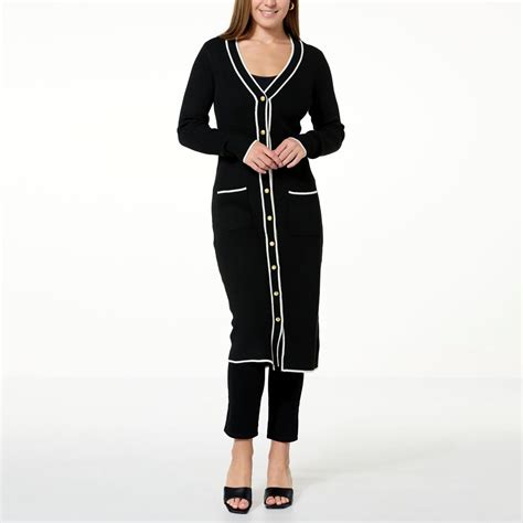 G By Giuliana Black Label Long V Neck Duster Cardigan 20839155 HSN