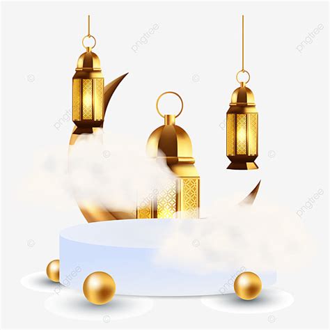 Feliz Ramadan Kareem D L Mpada Dourada E Vetor De Lua Png Png Ramad