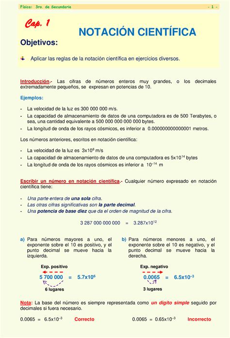 1 Notación Cientifica Física 3ro De Secundaria 1 Cap 1