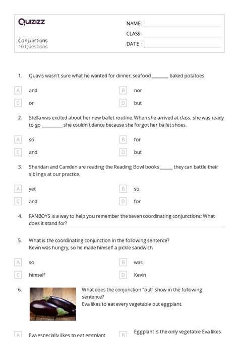 Conjunctions Worksheets For Nd Grade On Quizizz Free Printable