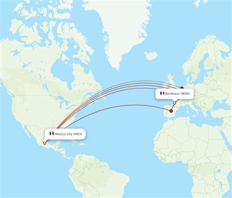 All Flight Routes From Bordeaux To Mexico City Bod To Mex Flight Routes