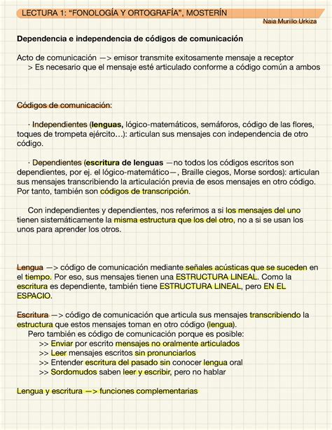 1 Resumen Lectura Lectura 1 “fonologÍa Y OrtografÍa” MosterÍn Dependencia E Independencia De