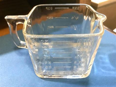 Vintage Rare Clear Glass Square Measuring Cup 1 Cup And 8 Oz Etsy Measuring Cups Clear