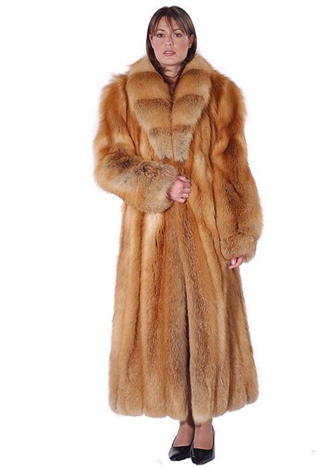 Natural Red Fox Fur Coat Crosscut Shawl Collar Brown Fur Coat Fur