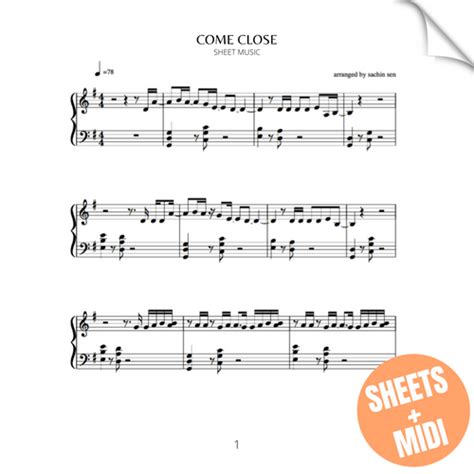 Come Close SHEET MUSIC MIDI Sachin Sen