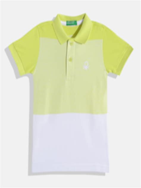 Buy United Colors Of Benetton Boys Lime Green And White Colourblocked Polo Collar Cotton T Shirt