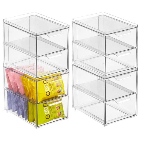 Mdesign Stackable Storage Containers Box With 2 Pull Out Drawers