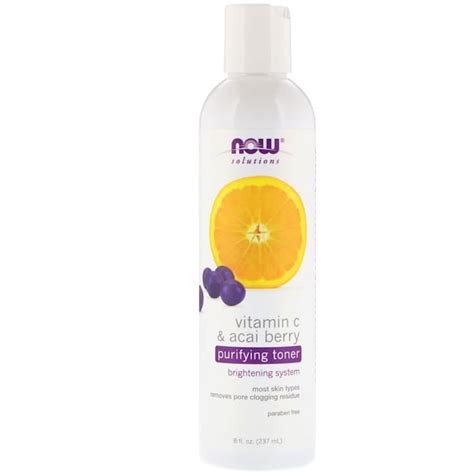 Now Foods Solutions Purifying Toner Vitamin C And Acai Berry 8 Fl Oz