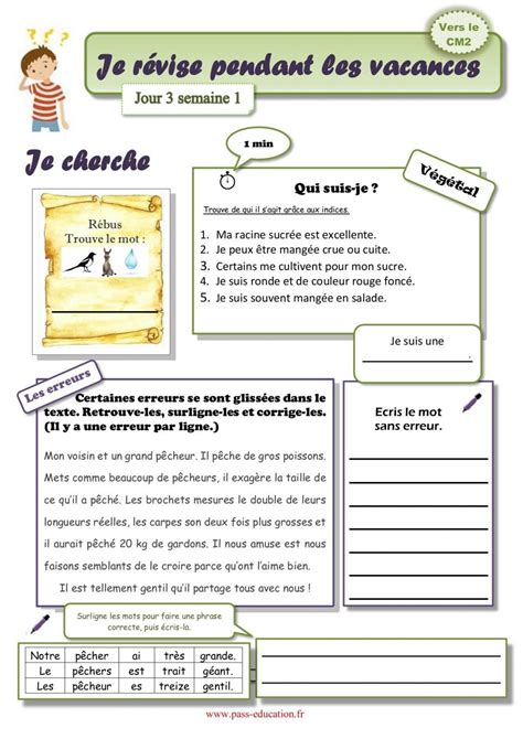 Cahier De Vacances Gratuit Imprimer Cm Vers Le Cm Encequiconcerne