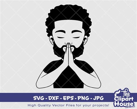 Praying Black Man Silhouette Digital SVG DXF EPS Png - Etsy