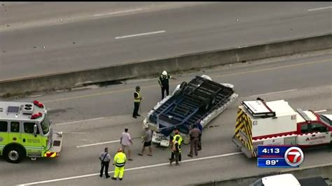 Overturned Tractor Trailer On Turnpike Causes Traffic Delays In Doral