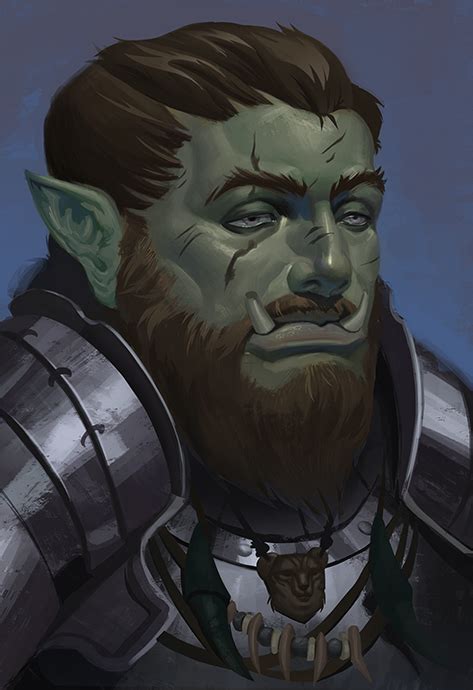 [Art] Half Orc- Barbarian art commission. : r/DnD