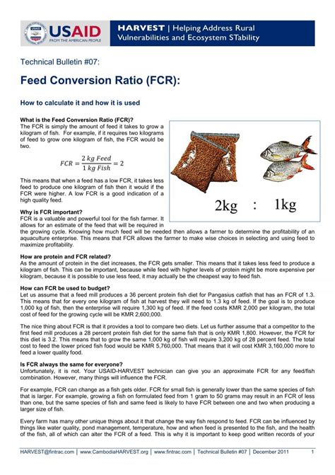 Feed Conversion Ratio Fcr Fintrac Inc