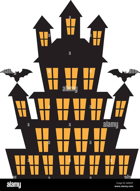 Big haunted house with bats over white background cartoon Stock Vector ...