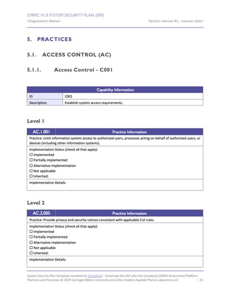 Cmmc Ssp Template