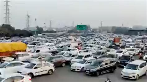 Watch Ahead Of Diwali Massive Traffic Snarl On Delhi Gurugram