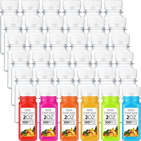 Amazon 100 Pcs 2oz Small Clear Plastic Juice Bottles With Lid For