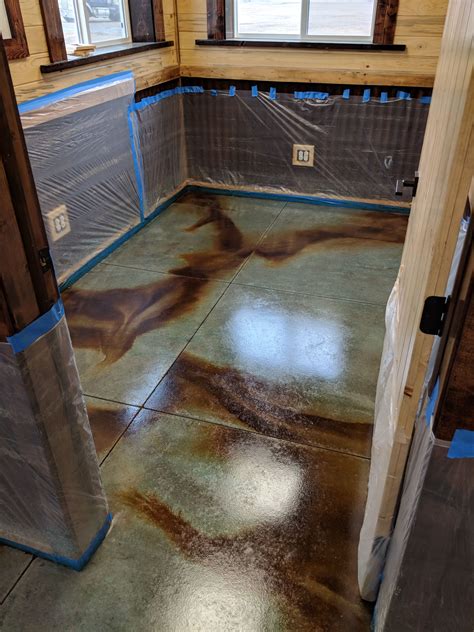 Acid Stain Basement Concrete Floor Flooring Tips