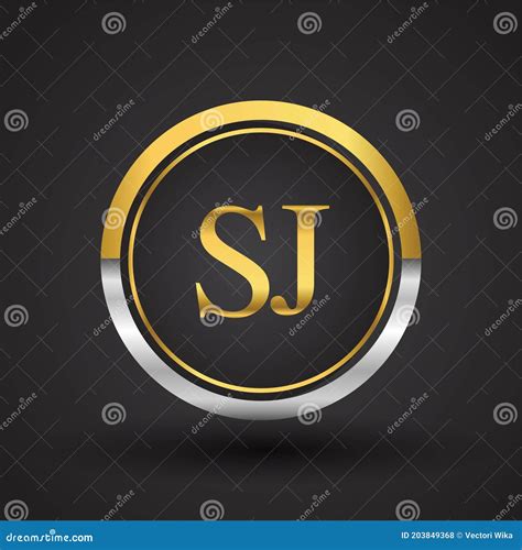 SJ Letter Logo In A Circle Gold And Silver Colored Vector Design