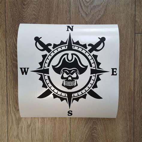 Pirate Skull Captain Compass Vinyl Decal Sticker Compass Etsy