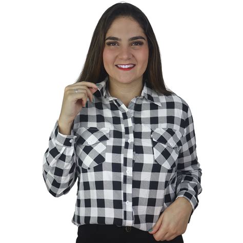 Camisa Xadrez Fechamento em Botões Feminina Ailiyi Branca Marshoes