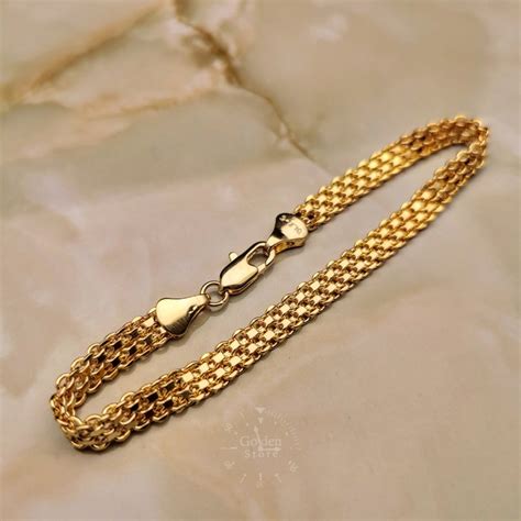 Pulsera Tejido Chino Doble Carril Oro Laminado 18k