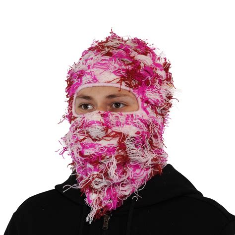 Gc Camo Knitted Balaclava Distressed Balaclava Ski Mask Yeat Inspired