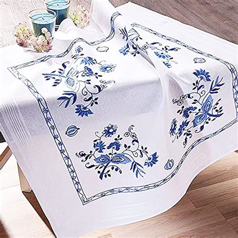 Kamaca Kit De Broderie Motif Fleurs En Bleu 80 X 80 Cm Pour Point