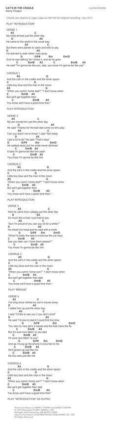 Cats In The Cradle Guitar Chords Guitar Chord Song