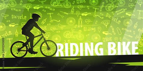 Bicycle Riding Banner With Doodle Background Sport Active Lifestyle