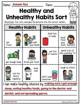 Healthy Habits and Unhealthy Habits Sort Worksheet Activity | TpT