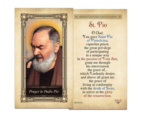 Padre Pio Laminated Holy Card Jésus De Nazareth