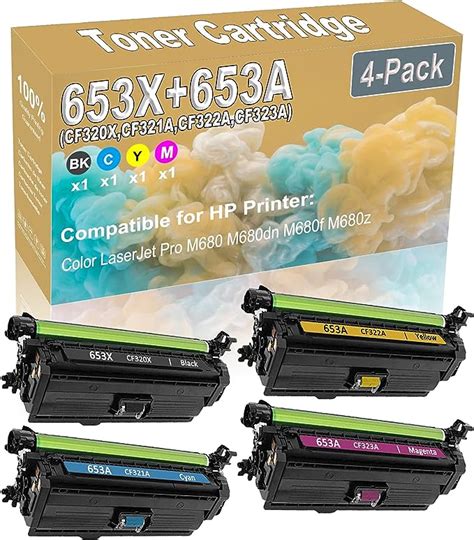 Amazon 4 Pack BK C Y M Compatible M680 M680dn Laser Toner