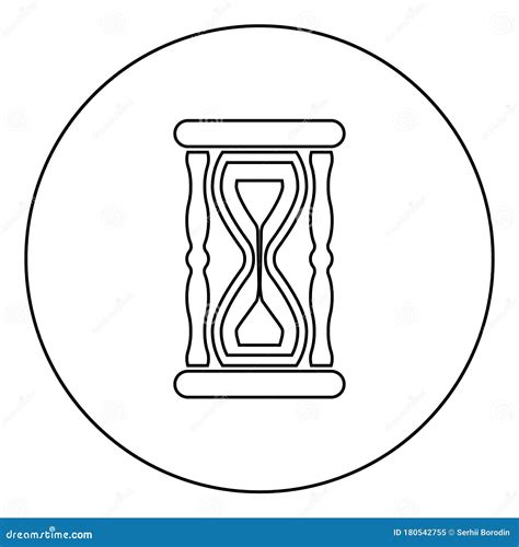 Hourglass Sand Clock Icon In Circle Round Outline Black Color Vector