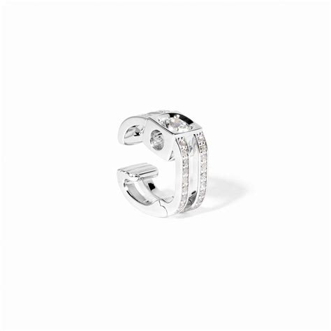 Bague d oreilles Le Cube Diamant grand modèle pavée or blanc et