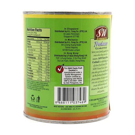 S And W Premium Fiesta Fruit Cocktail 850 Gram