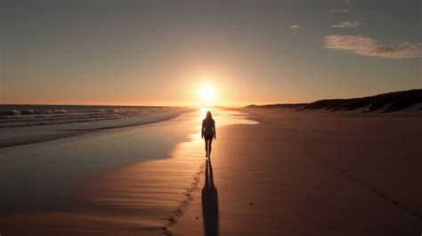 A person walking on a beach