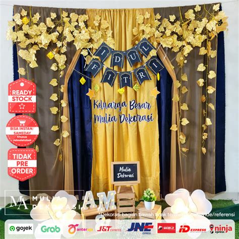 Jual Backdrop Photobooth Lebaran Ramadhan Premium Ied Mubarak Paket Lengkap Lebaran Hijau