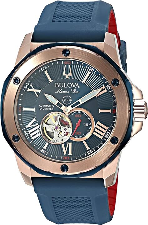 Amazon Bulova Men S Marine Star Automatic Blue Dial Watch A