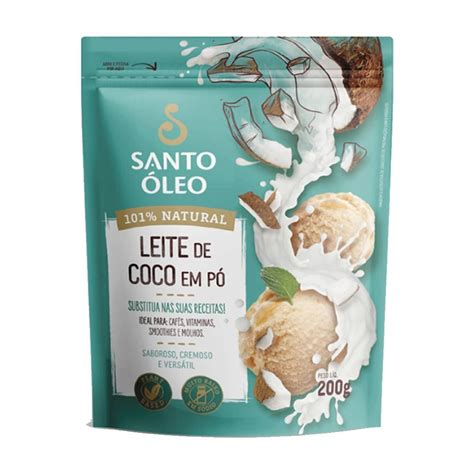 Kit 10X Leite De Coco em Pó 200g Santo Óleo OtimaNutri