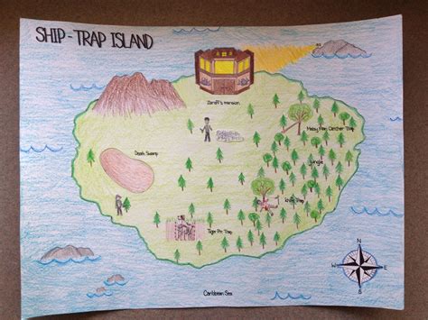 The Most Dangerous Game Ship Trap Island Map Drawing / Ship-Trap Island ...