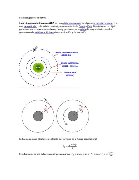 Fuerza Gravitatoria Satélites Geoestacionarios La órbita